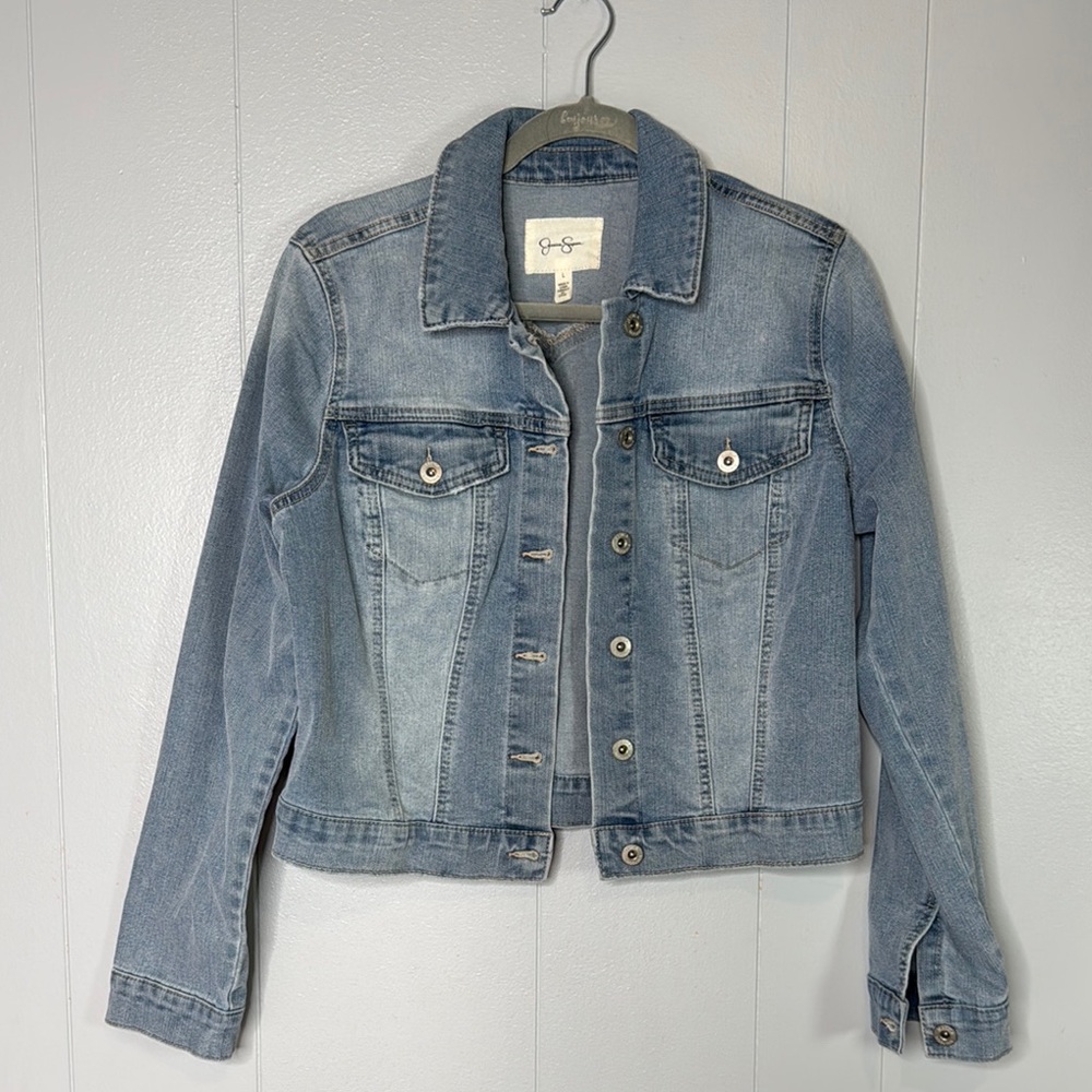 Jessica Simpson Light Wash Denim Jacket - Classic Jean Jacket Sz L fit M